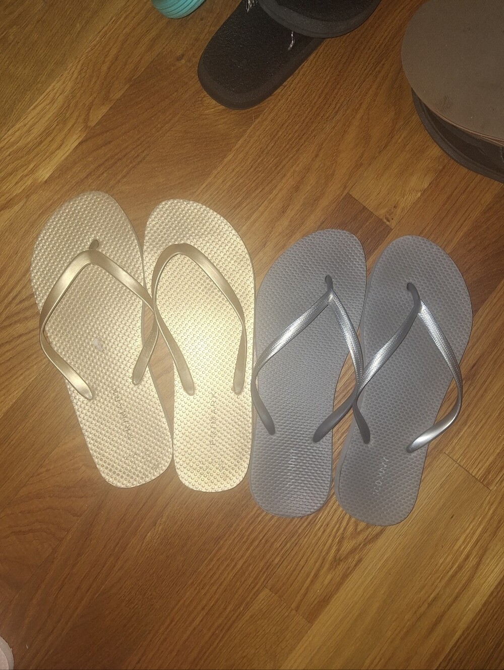Primark Metallic Silver and Gold Flip Flop Sandals Both